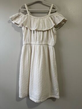 Old Navy Girls Creme Off-Shoulder Ruffle-Trim Beachy Boho Dress Size S 6-7